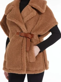 Teddy fabric cape - CAMEL
