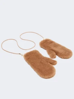 Teddy fabric mittens - CAMEL