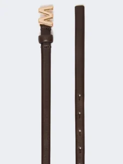 Thin leather belt - CHOCOLATE