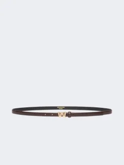 Thin leather belt - CHOCOLATE