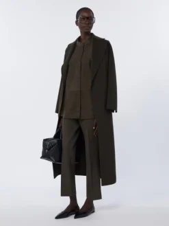 Topstitched suede jacket - GREEN