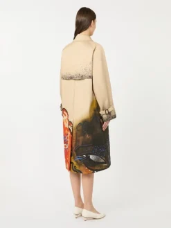 Trench coat in patterned water-repellent gabardine - SKIN ORIENT