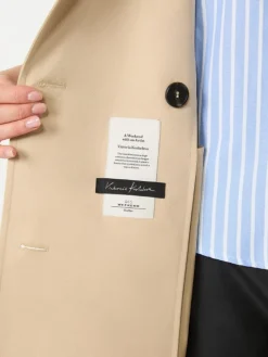 Trench coat in patterned water-repellent gabardine - SKIN ORIENT