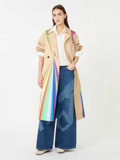 Trench coat in water-repellent cotton with rainbow print - MULTICOLOUR
