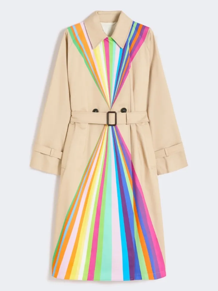Trench coat in water-repellent cotton with rainbow print - MULTICOLOUR