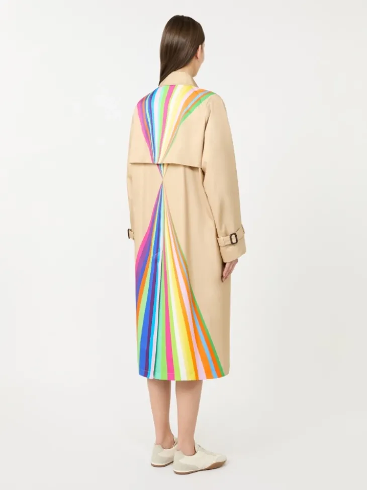 Trench coat in water-repellent cotton with rainbow print - MULTICOLOUR