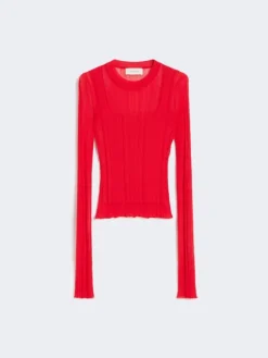 Trompe l'oeil viscose jumper - RED
