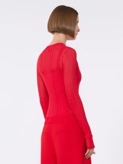 Trompe l'oeil viscose jumper - RED
