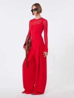 Trompe l'oeil viscose jumper - RED