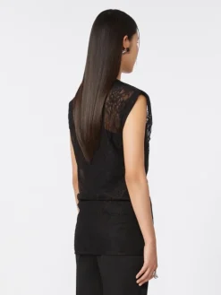 Two-tone lace top - BLACK