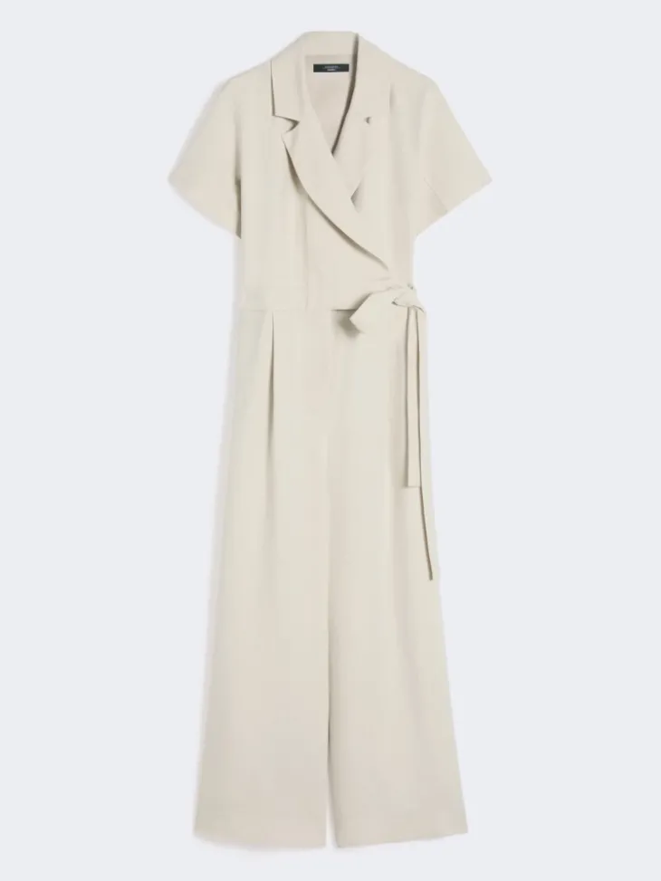 Viscose and linen batavia jumpsuit - BEIGE