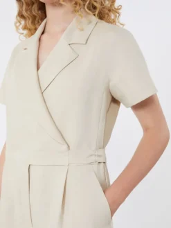 Viscose and linen batavia jumpsuit - BEIGE