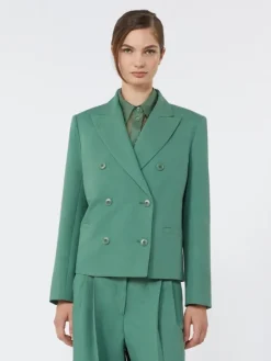 Viscose and linen blazer - GREEN