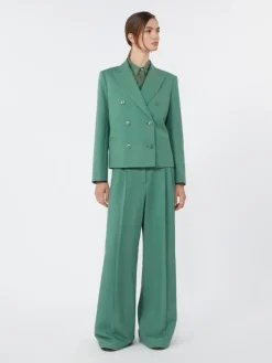 Viscose and linen blazer - GREEN
