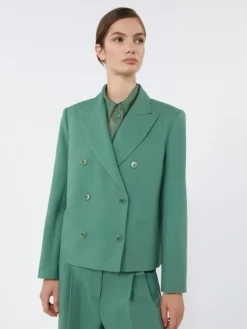 Viscose and linen blazer - GREEN