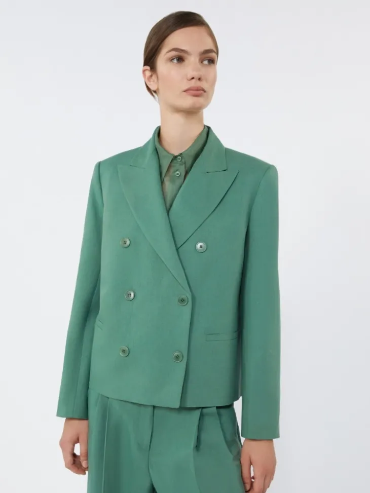 Viscose and linen blazer - GREEN