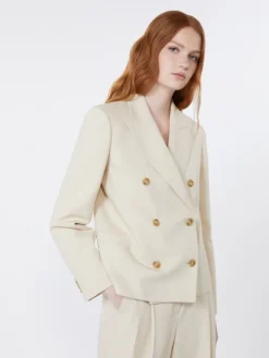 Viscose and linen blazer - BEIGE