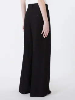 Viscose and linen wide-leg trousers - BLACK