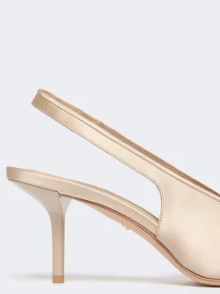 Viscose and silk satin slingbacks - POWDER