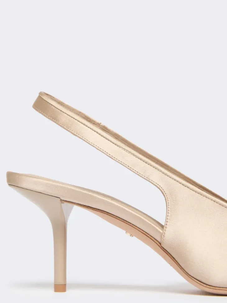 Viscose and silk satin slingbacks - POWDER