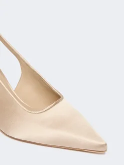 Viscose and silk satin slingbacks - POWDER