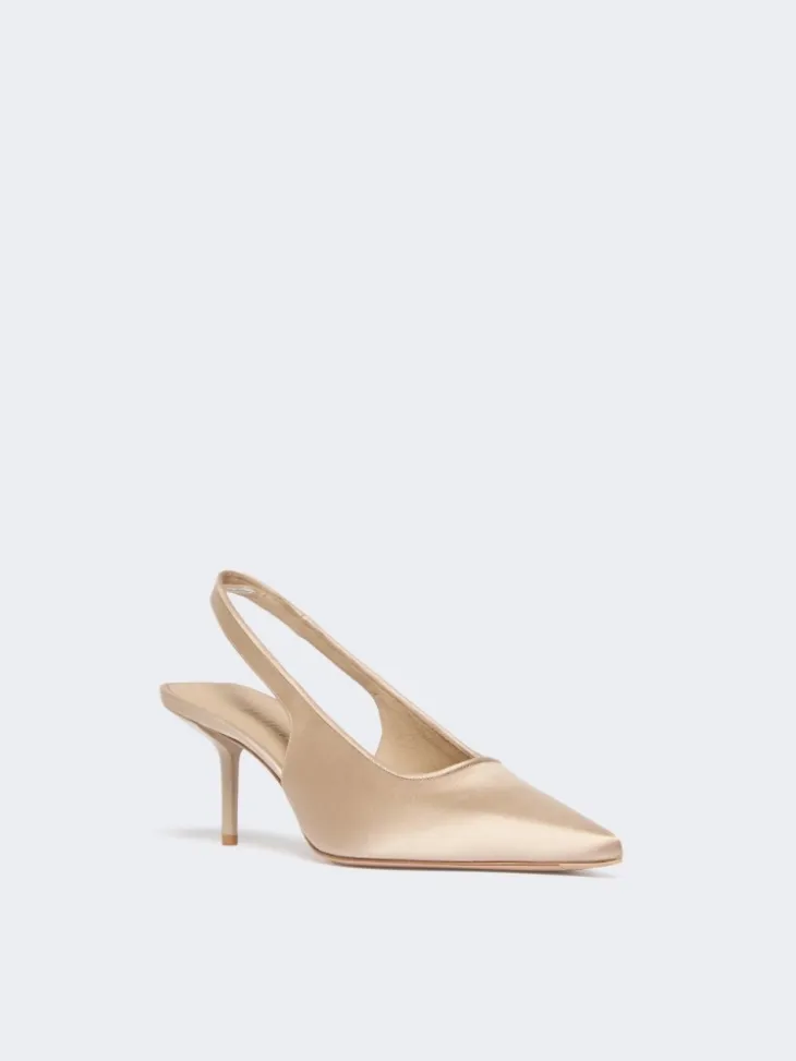 Viscose and silk satin slingbacks - POWDER