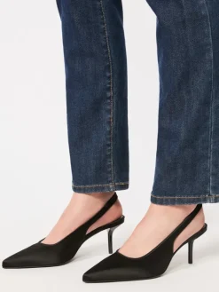 Viscose and silk satin slingbacks - BLACK