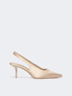 Viscose and silk satin slingbacks - BEIGE