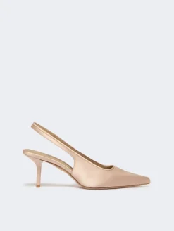 Viscose and silk satin slingbacks - POWDER