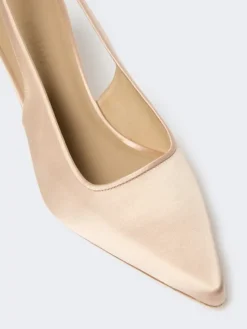 Viscose and silk satin slingbacks - POWDER