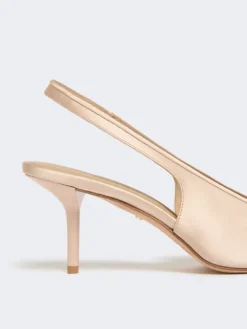 Viscose and silk satin slingbacks - POWDER