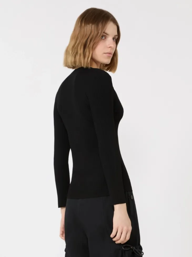 Viscose blend yarn jumper - BLACK