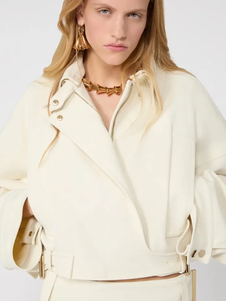 Viscose cady cropped jacket - IVORY