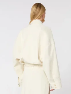 Viscose cady cropped jacket - IVORY
