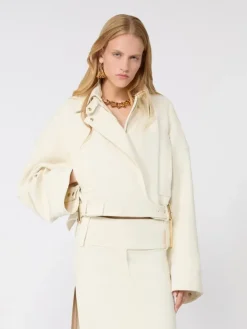 Viscose cady cropped jacket - IVORY