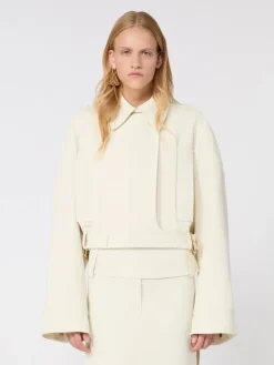 Viscose cady cropped jacket - IVORY