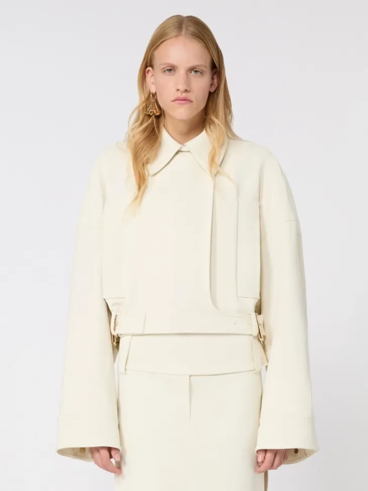 Viscose cady cropped jacket - IVORY