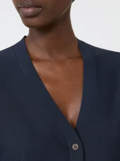 Viscose crepe cardigan - ULTRAMARINE