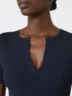 Viscose crepe sweater with scarf detail - ULTRAMARINE