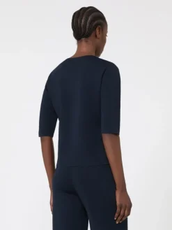 Viscose crêpe crew-neck jumper - ULTRAMARINE