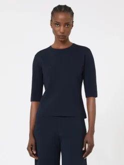 Viscose crêpe crew-neck jumper - ULTRAMARINE