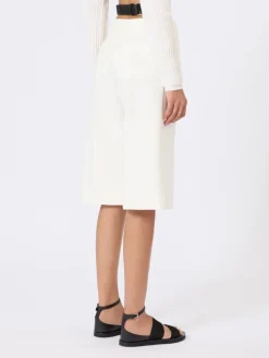 Viscose crêpe jersey Bermuda shorts - WHITE
