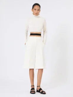 Viscose crêpe jersey Bermuda shorts - WHITE