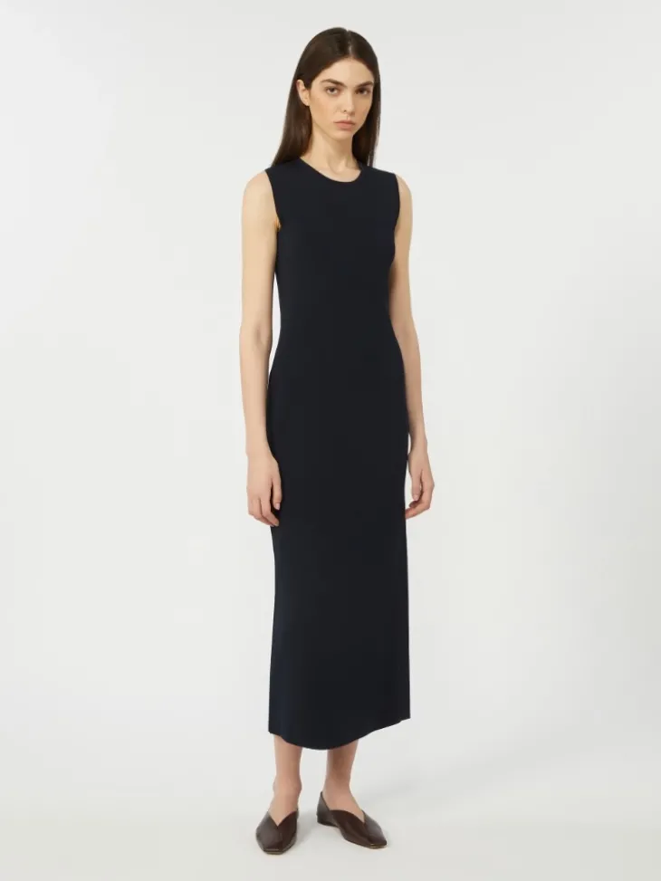 Viscose crêpe sheath dress - ULTRAMARINE