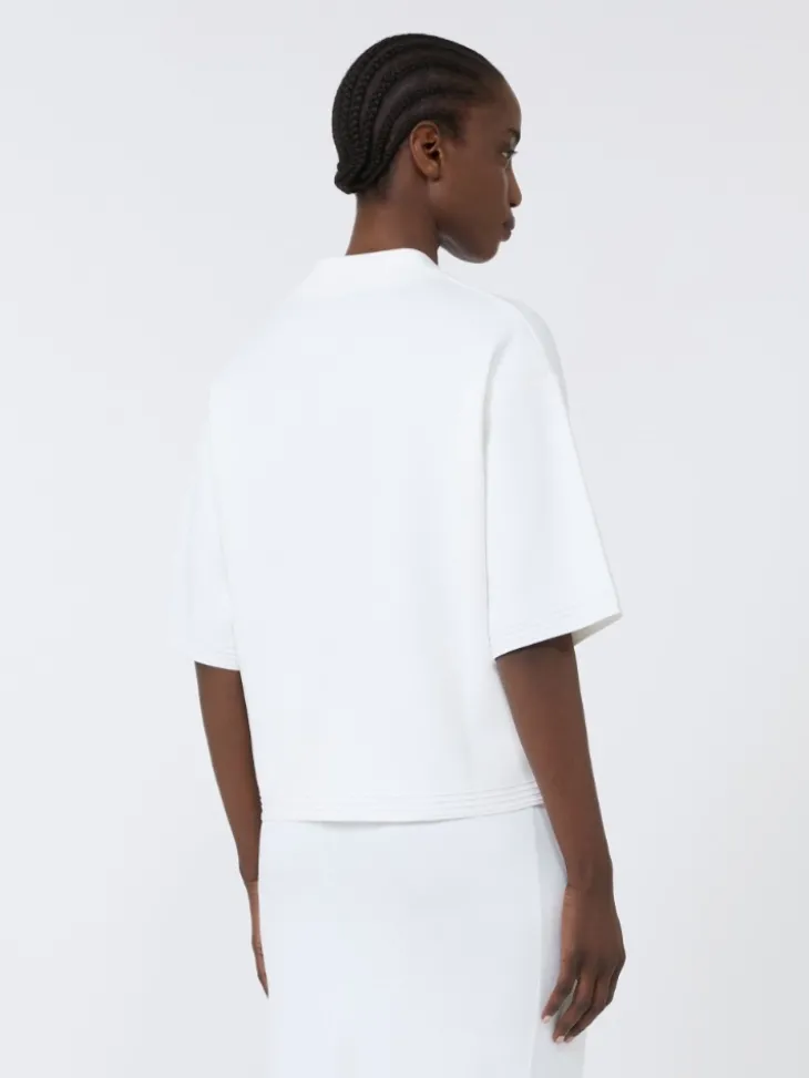 Viscose crêpe yarn jumper - OPTICAL WHITE
