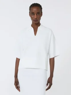 Viscose crêpe yarn jumper - OPTICAL WHITE