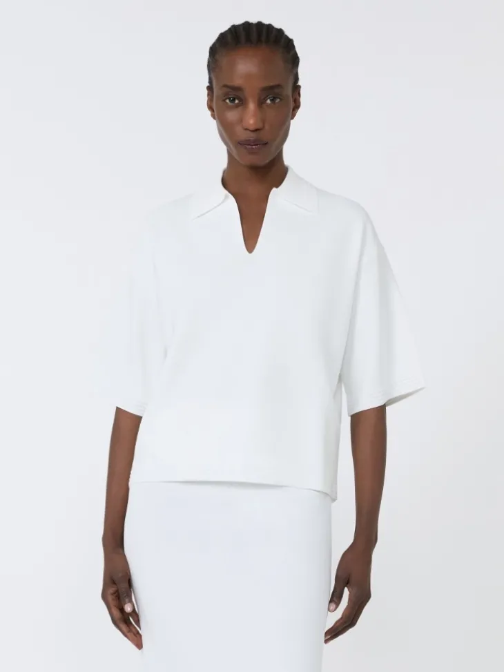 Viscose crêpe yarn jumper - OPTICAL WHITE