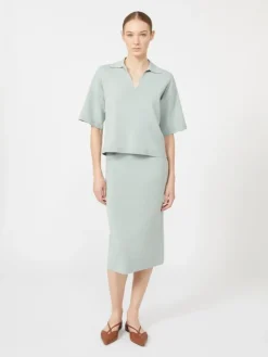 Viscose crêpe yarn jumper - SAGE GREEN