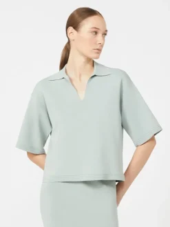 Viscose crêpe yarn jumper - SAGE GREEN