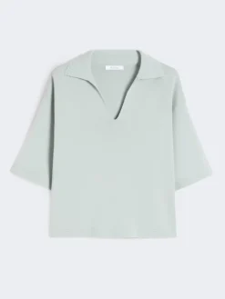Viscose crêpe yarn jumper - SAGE GREEN